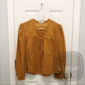 Madewell Eyelet Mustard Blouse top sz SMALL